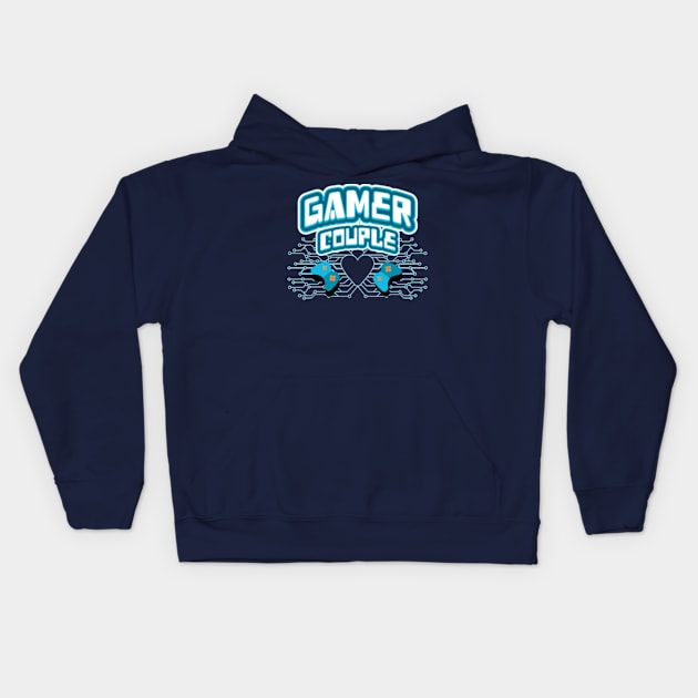 Gamer Couple 2 Players Kids Hoodie by bert englefield 